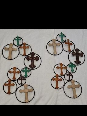 2 Multicolor Metal Decorative Wall Cross Set - Home Accents